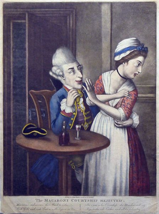 The Macaroni Courtship Rejected by Philip Dawe, 1773